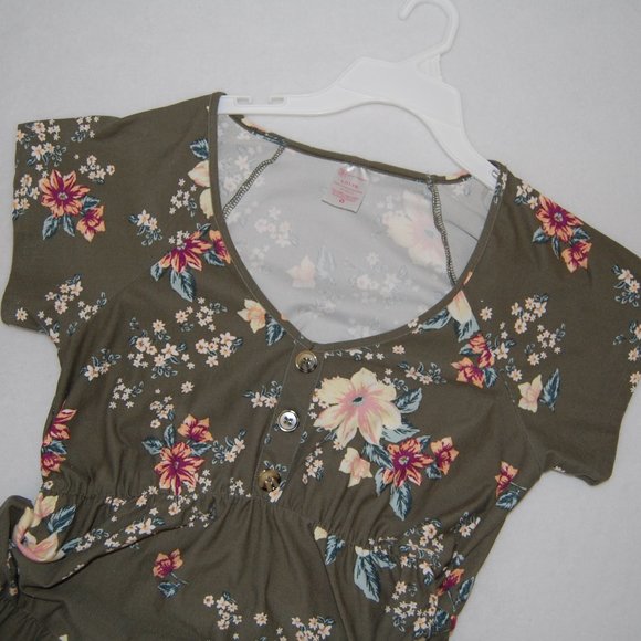 NO BO Juniors Size L (11-13), 35" Bust, Midi Floral Green Dress - Picture 6 of 7
